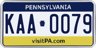 PA license plate KAA0079