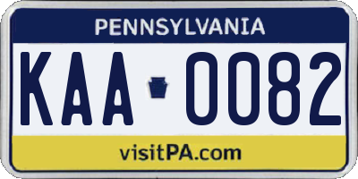 PA license plate KAA0082