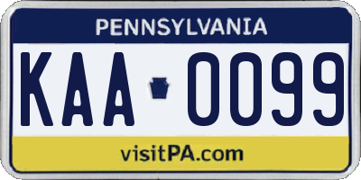 PA license plate KAA0099