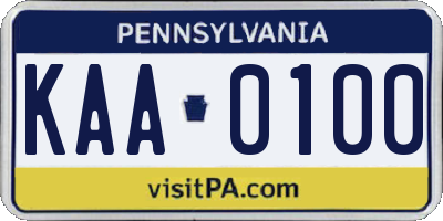 PA license plate KAA0100