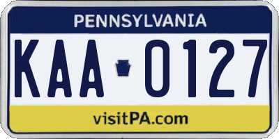 PA license plate KAA0127