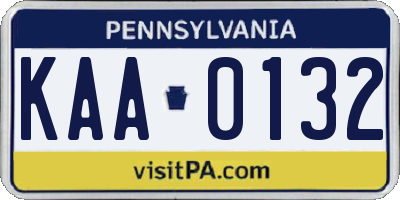 PA license plate KAA0132
