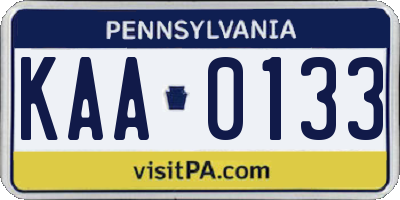 PA license plate KAA0133