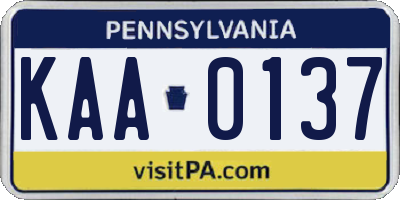 PA license plate KAA0137