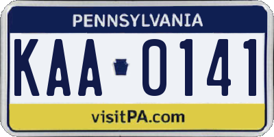 PA license plate KAA0141