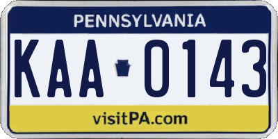 PA license plate KAA0143