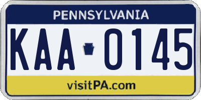 PA license plate KAA0145