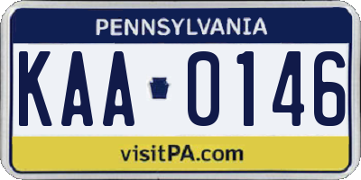 PA license plate KAA0146