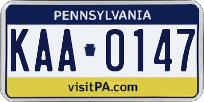 PA license plate KAA0147