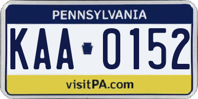 PA license plate KAA0152