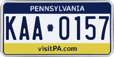 PA license plate KAA0157