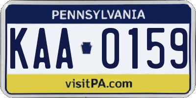 PA license plate KAA0159
