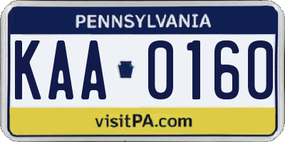 PA license plate KAA0160