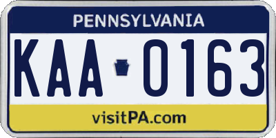 PA license plate KAA0163