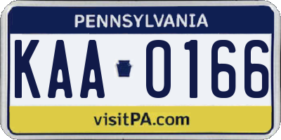 PA license plate KAA0166