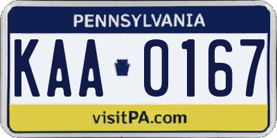 PA license plate KAA0167