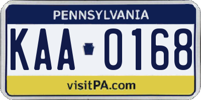 PA license plate KAA0168