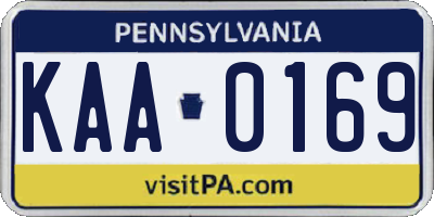 PA license plate KAA0169