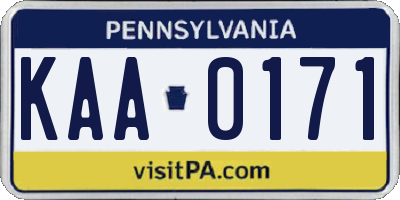 PA license plate KAA0171