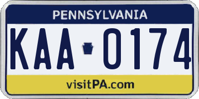 PA license plate KAA0174