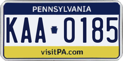 PA license plate KAA0185