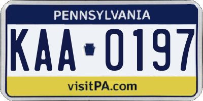 PA license plate KAA0197