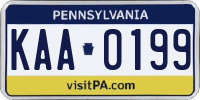 PA license plate KAA0199