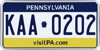PA license plate KAA0202