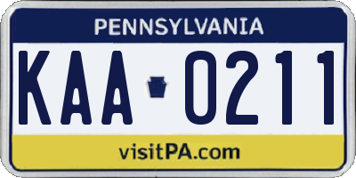 PA license plate KAA0211