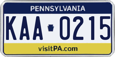 PA license plate KAA0215