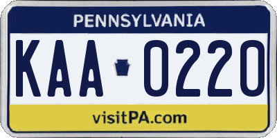 PA license plate KAA0220