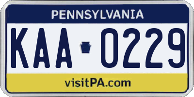 PA license plate KAA0229