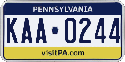 PA license plate KAA0244
