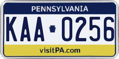 PA license plate KAA0256