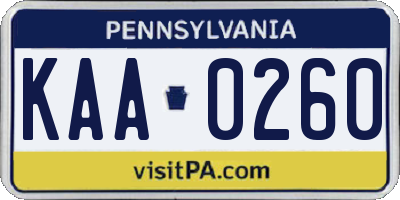 PA license plate KAA0260