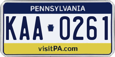 PA license plate KAA0261