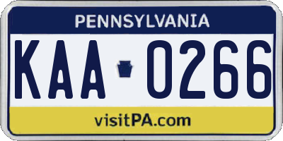PA license plate KAA0266