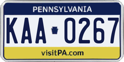 PA license plate KAA0267
