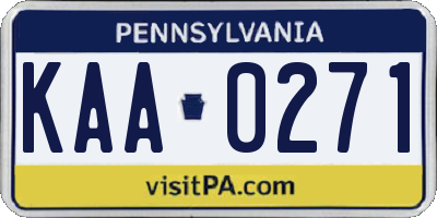 PA license plate KAA0271