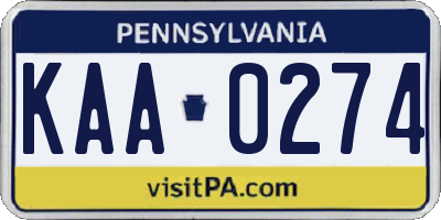 PA license plate KAA0274