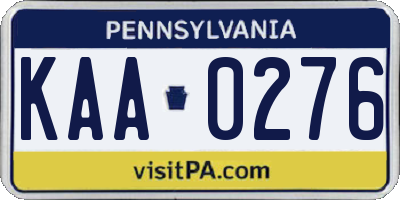 PA license plate KAA0276
