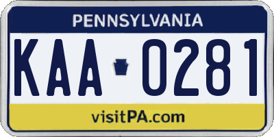 PA license plate KAA0281