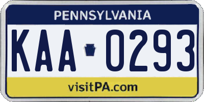 PA license plate KAA0293