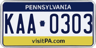 PA license plate KAA0303