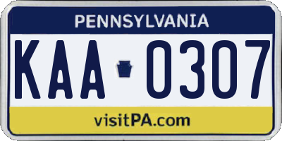 PA license plate KAA0307