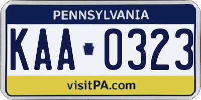 PA license plate KAA0323