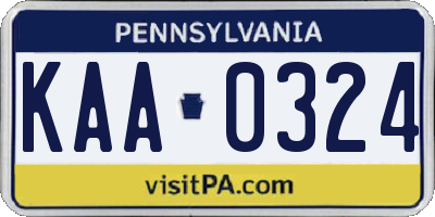 PA license plate KAA0324