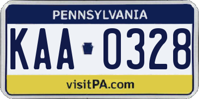 PA license plate KAA0328
