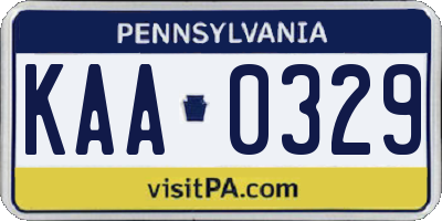 PA license plate KAA0329