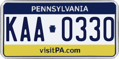 PA license plate KAA0330